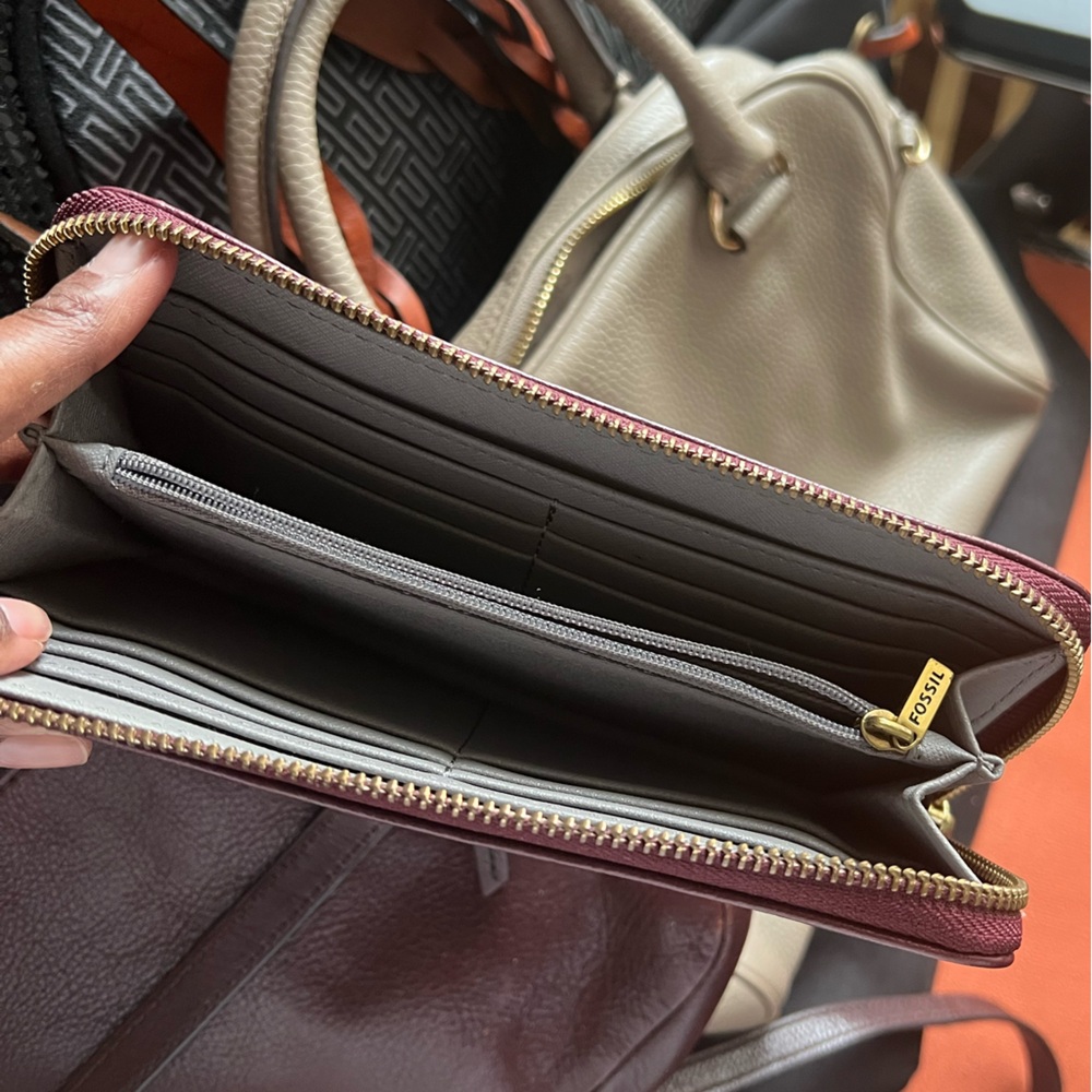 Fossil Maroon Zip-Around Wallet
